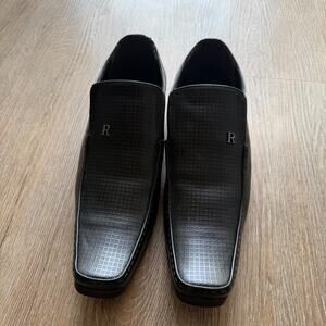 Royal Men’s Black Slip On Dress Shoes Loafers Square Toe Size 42 / US 9